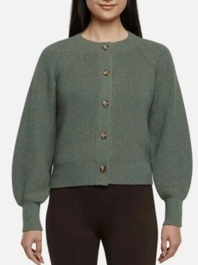NWT Banana Republic size L chunky knit cardigan green with large brown buttons